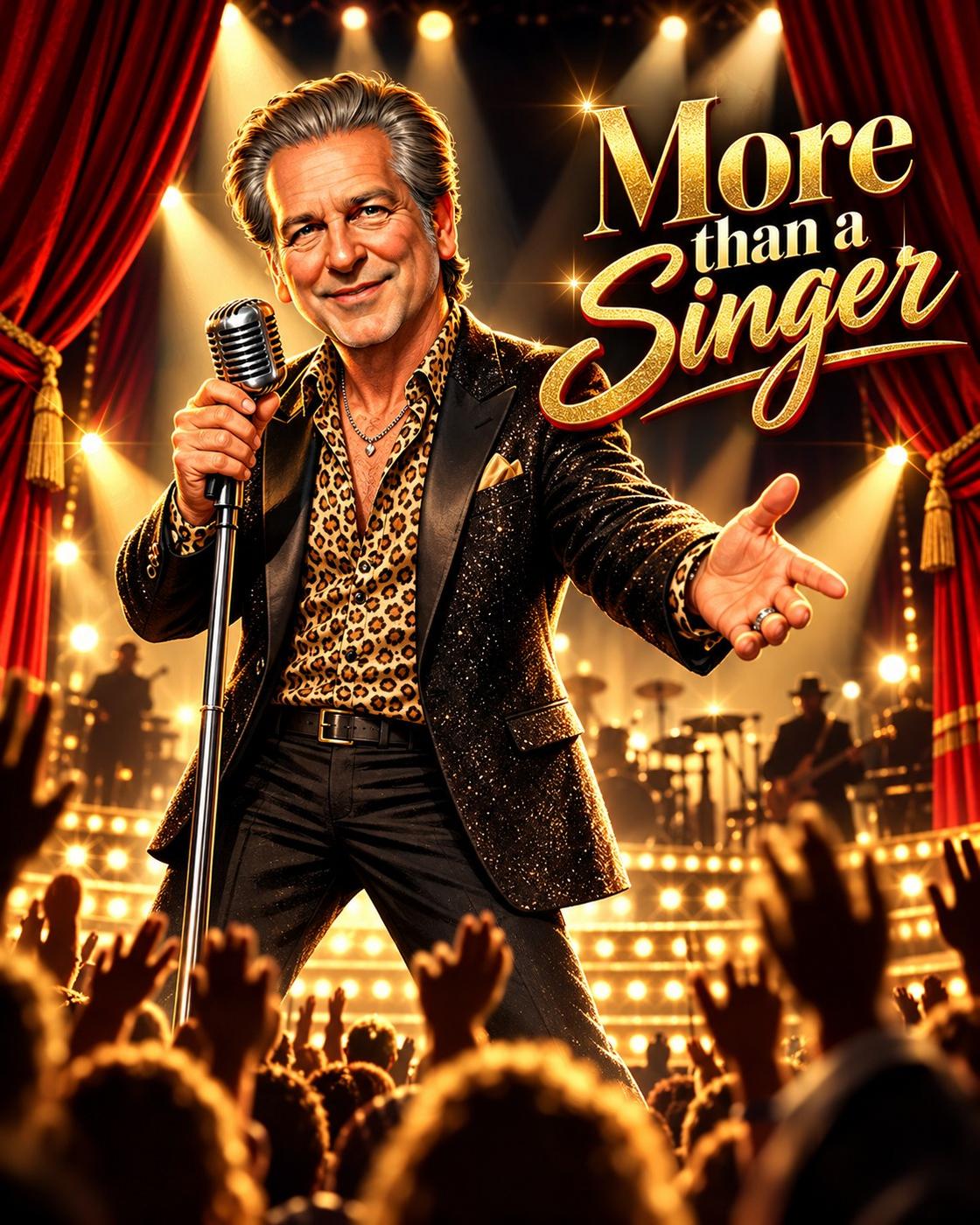 Craig Michael Canter performing in a More Than a Singer stage illustration